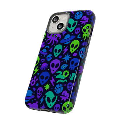 Vibrant 3D Alien and Space Design Protective Phone Case for Unisex Smartphone Accessories Compatible with iPhone 13, 14, 15 & 16 – All Models Including Pro, Pro Max & Plus