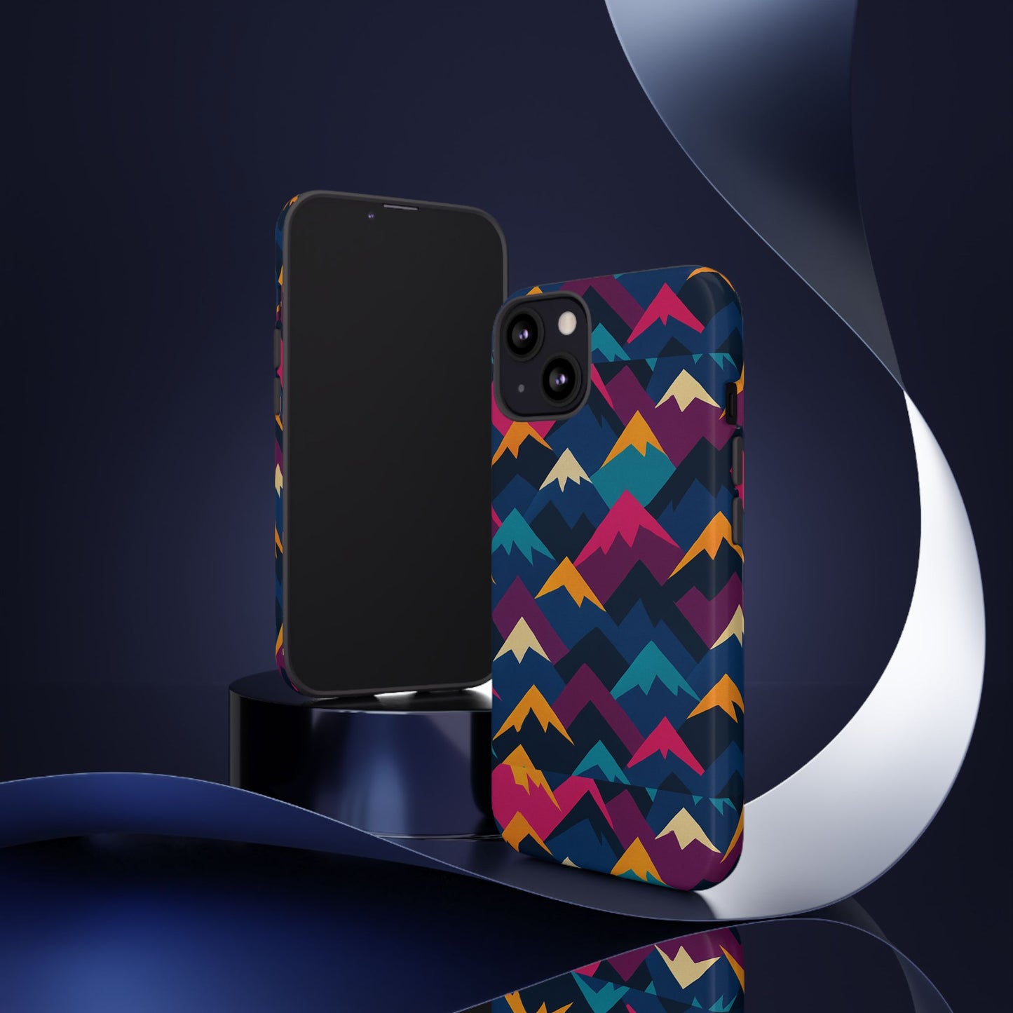 multicolour mountain geometric protective phone case – stylish accessory for unique self-expression compatible with iphone 13, 14, 15 & 16 – all models including pro, pro max & plus