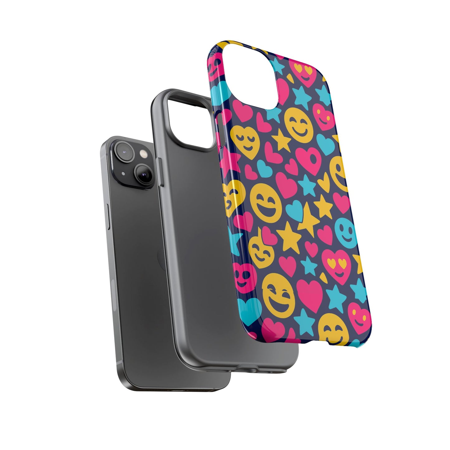 vibrant emoji protective phone case with 3d wrap design for fun style and robust protection compatible with iphone 13, 14, 15 & 16 – all models including pro, pro max & plus