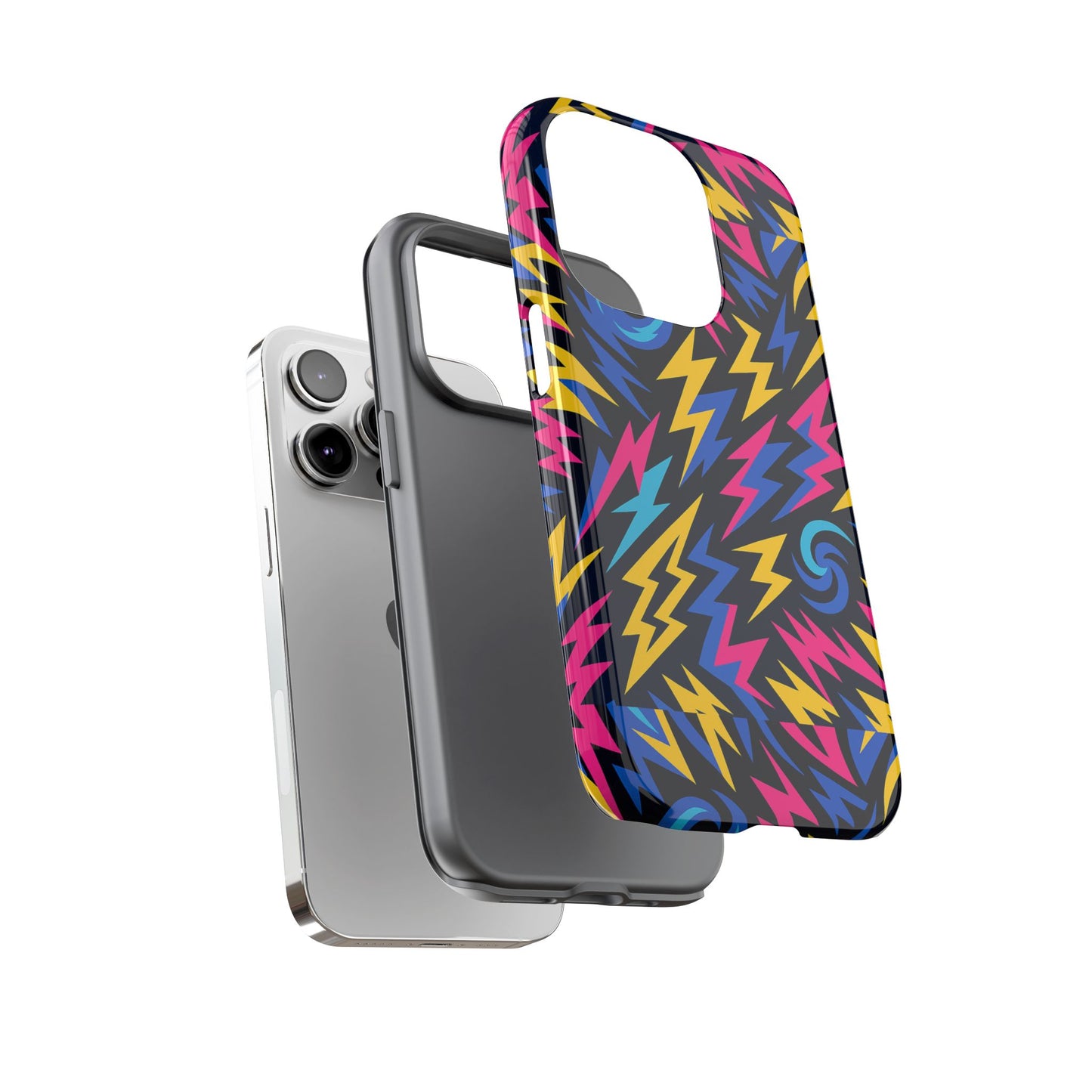 vibrant lightning bolt protective phone case with 3d wrap design for trendy aesthetic accessories compatible with iphone 13, 14, 15 & 16 – all models including pro, pro max & plus