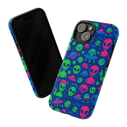 Vibrant Multicolour Alien 3D Wrap Phone Case in Retro Anime Style for Stylish Protection Compatible with iPhone 13, 14, 15 & 16 – all models including Pro, Pro Max & Plus