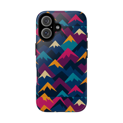 Multicolour Mountain Geometric Protective Phone Case – Stylish Accessory for Unique Self-Expression Compatible with iPhone 13, 14, 15 & 16 – all models including Pro, Pro Max & Plus