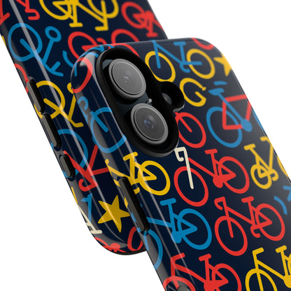 Multicolor Bicycle Pattern Protective Phone Case – Vibrant 3D Design for Stylish Protection – Compatible with iPhone 13, 14, 15 & 16 – All Models Including Pro, Pro Max & Plus