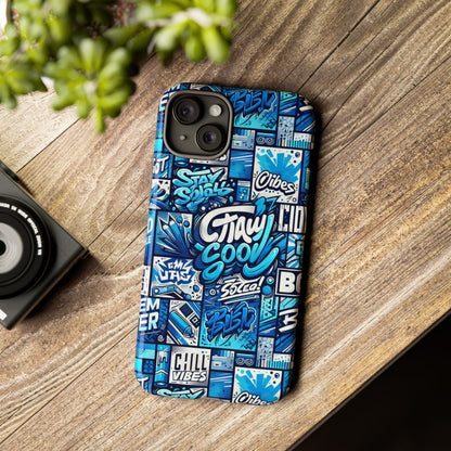Vibrant 3D Graphic Phone Case in Blue with Playful Design for Stylish Protection Compatible with iPhone 13, 14, 15 & 16 – all models including Pro, Pro Max & Plus