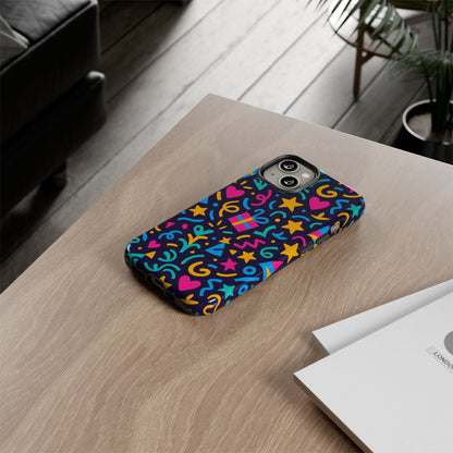 Vibrant Multicolour Retro Phone Case with Fun 3D Design for Stylish Protection and Unique Expression Compatible with iPhone 13, 14, 15 & 16 – all models including Pro, Pro Max & Plus