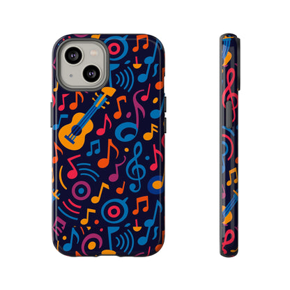 Vibrant 3D Music Design Protective Phone Case for Music Lovers Stylish Accessory Compatible with iPhone 13, 14, 15 & 16 – all models including Pro, Pro Max & Plus