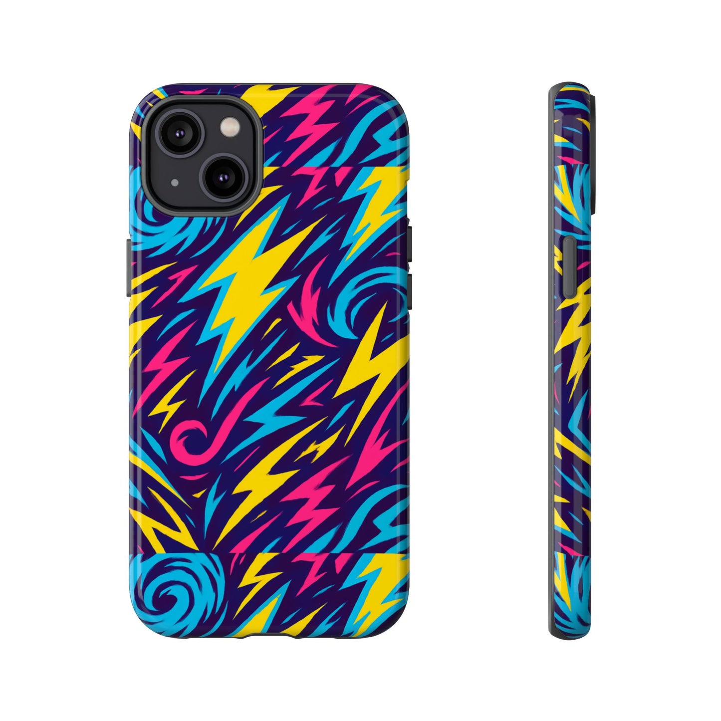 vibrant retro lightning bolt protective phone case with 3d design for fashion lovers compatible with iphone 13, 14, 15 & 16 – all models including pro, pro max & plus