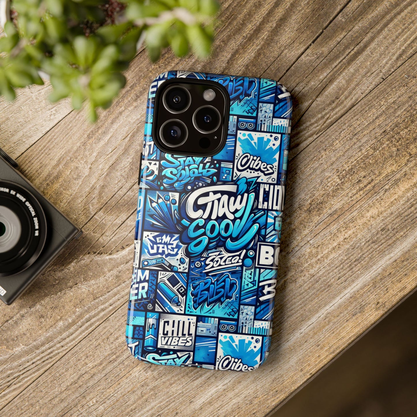 vibrant 3d graphic phone case in blue with playful design for stylish protection compatible with iphone 13, 14, 15 & 16 – all models including pro, pro max & plus
