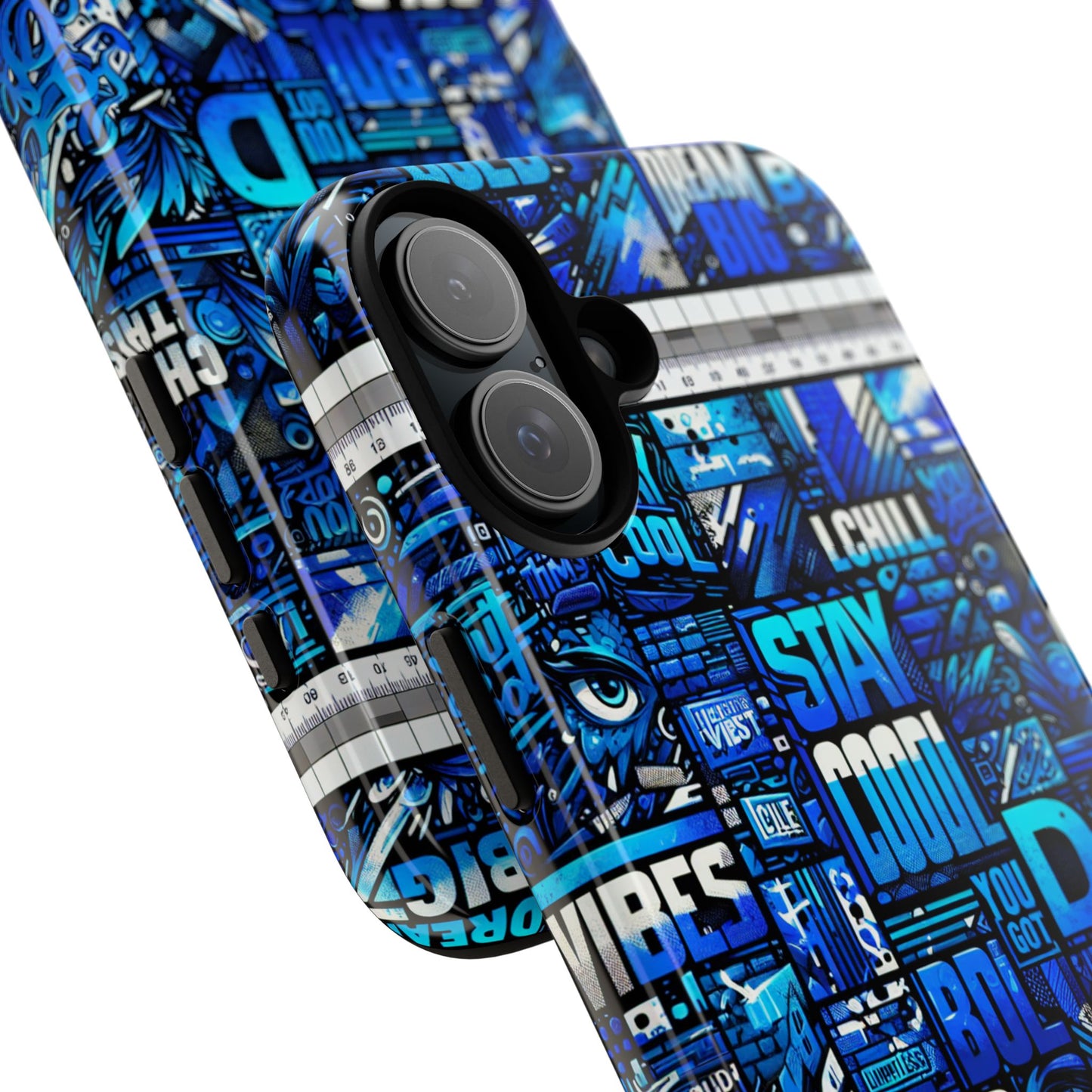 vibrant 3d wrap protective phone case in blue typography design for unique style – stylish protection compatible with iphone 13, 14, 15 & 16 – all models including pro, pro max & plus