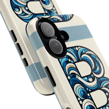 Blue Alphabet Letter B Phone Case with 3D Wrap and Shock Protection for Kids and Teens Durable TPU Cover with Vibrant Design