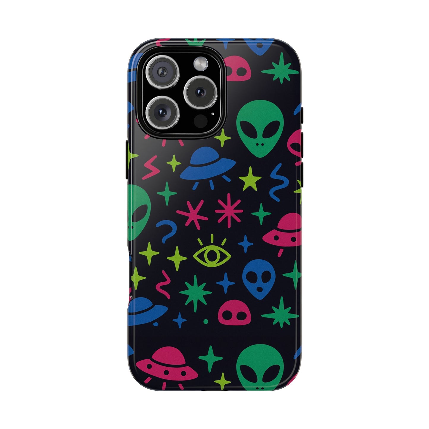 vibrant alien pattern protective phone case with 3d wrap design for unique expression – stylish protection compatible with iphone 13, 14, 15 & 16 – all models including pro, pro max & plus