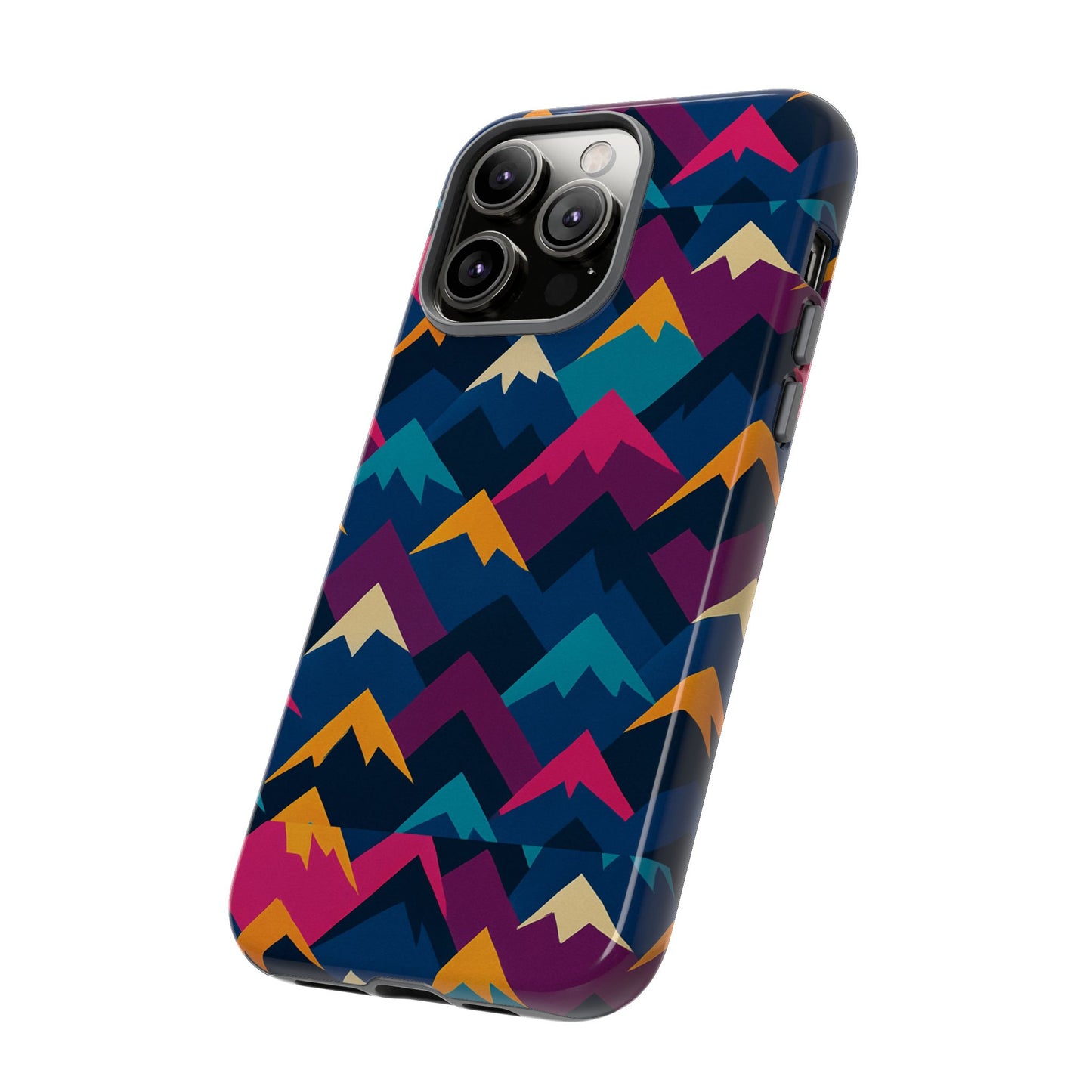 multicolour mountain geometric protective phone case – stylish accessory for unique self-expression compatible with iphone 13, 14, 15 & 16 – all models including pro, pro max & plus