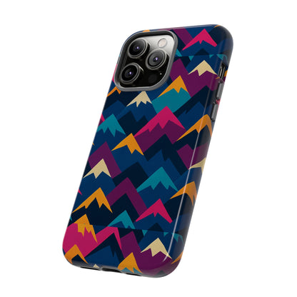 Multicolour Mountain Geometric Protective Phone Case – Stylish Accessory for Unique Self-Expression Compatible with iPhone 13, 14, 15 & 16 – all models including Pro, Pro Max & Plus