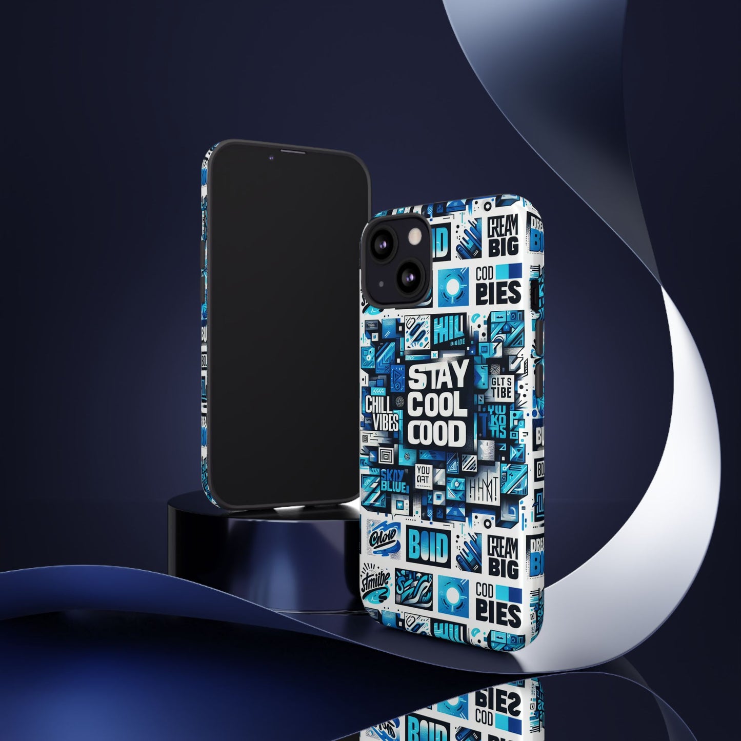 vibrant 3d wrap protective phone case with unique blue graphic design for trendy individuals – stylish protection compatible with iphone 13, 14, 15 & 16 – all models including pro, pro max & plus