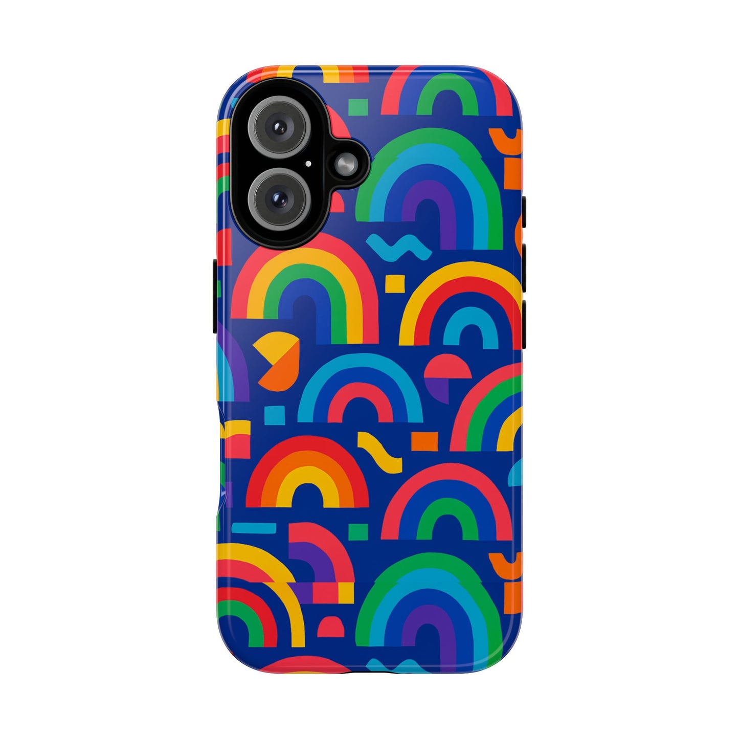 vibrant rainbow geometric 3d wrap protective phone case for stylish accessories compatible with iphone 13, 14, 15 & 16 – all models including pro, pro max & plus