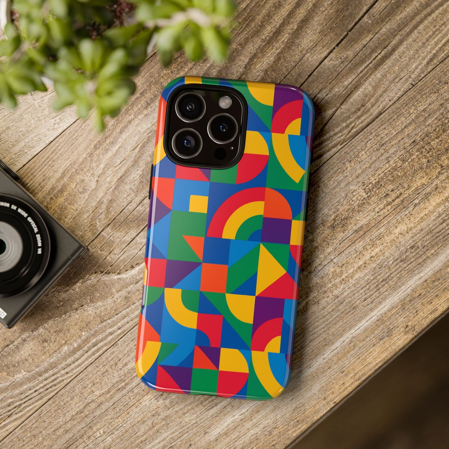 vibrant 3d geometric phone case with bold design stylish protection accessory compatible with iphone 13, 14, 15 & 16 – all models including pro, pro max & plus