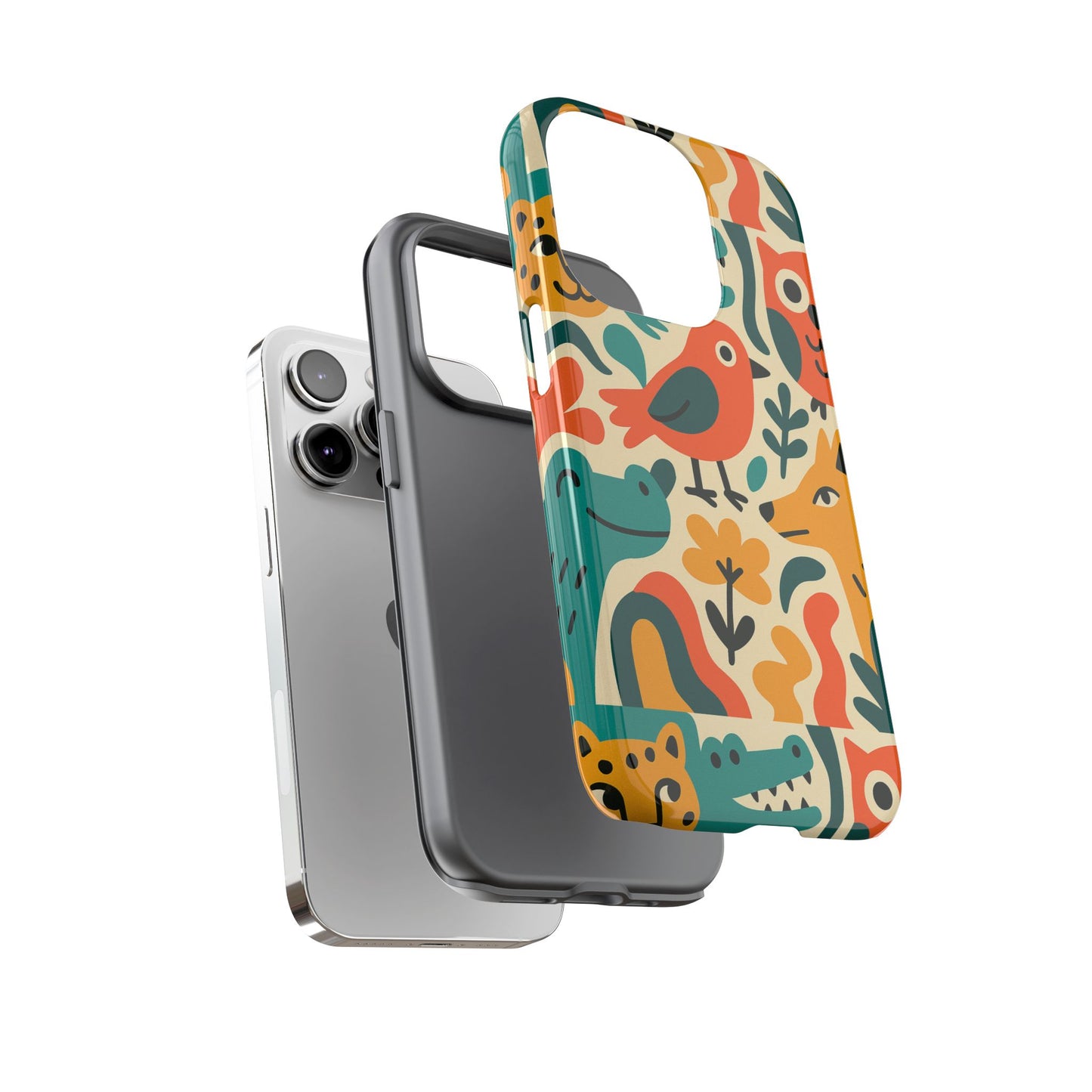 vibrant animal print protective phone case with 3d wrap design for unique style and expression compatible with iphone 13, 14, 15 & 16 – all models including pro, pro max & plus