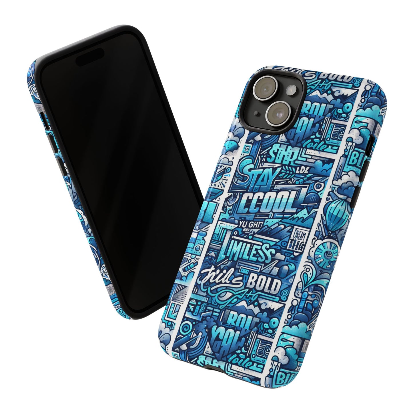 vibrant artistic 3d wrap phone case in blue for trendsetters – stylish protection compatible with iphone 13, 14, 15 & 16 – all models including pro, pro max & plus