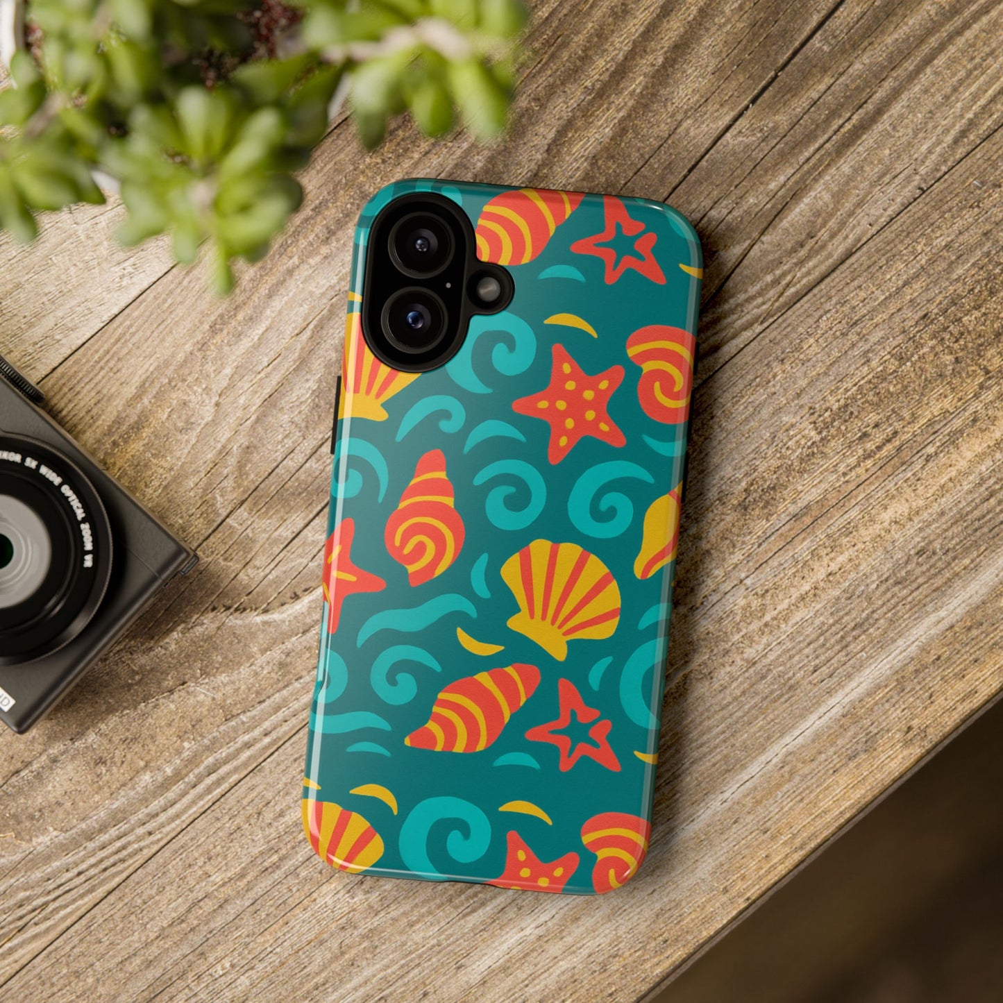 vibrant coastal shell pattern protective phone case for stylish self-expression compatible with iphone 13, 14, 15 & 16 – all models including pro, pro max & plus