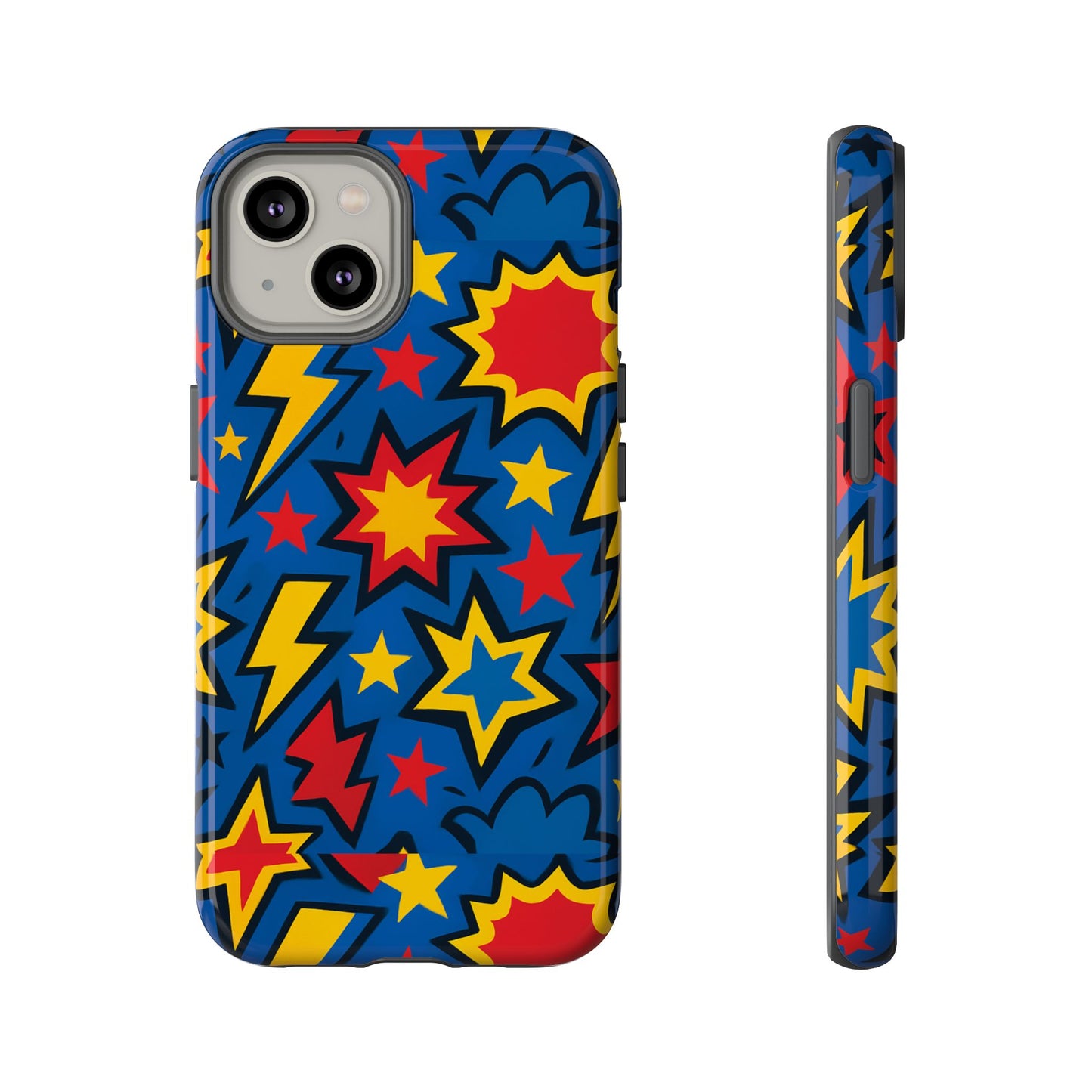 vibrant 3d superhero design protective phone case for fun retro style and unique expression compatible with iphone 13, 14, 15 & 16 – all models including pro, pro max & plus