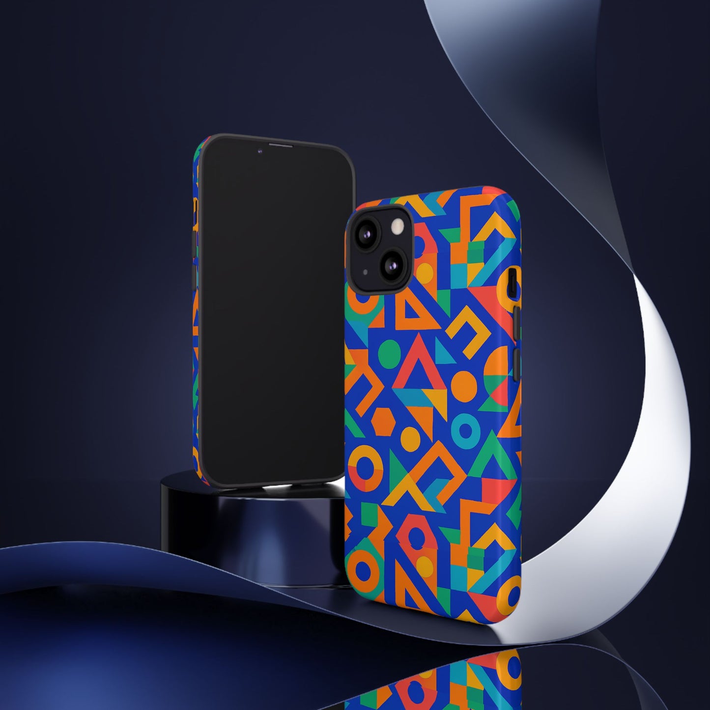 multicolour geometric 3d wrap protective phone case – vibrant accessory for creative individuals compatible with iphone 13, 14, 15 & 16 – all models including pro, pro max & plus