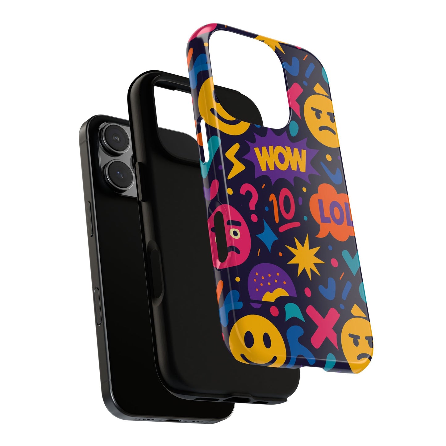 vibrant 3d emoji phone case with fun multicolour design for stylish protection compatible with iphone 13, 14, 15 & 16 – all models including pro, pro max & plus