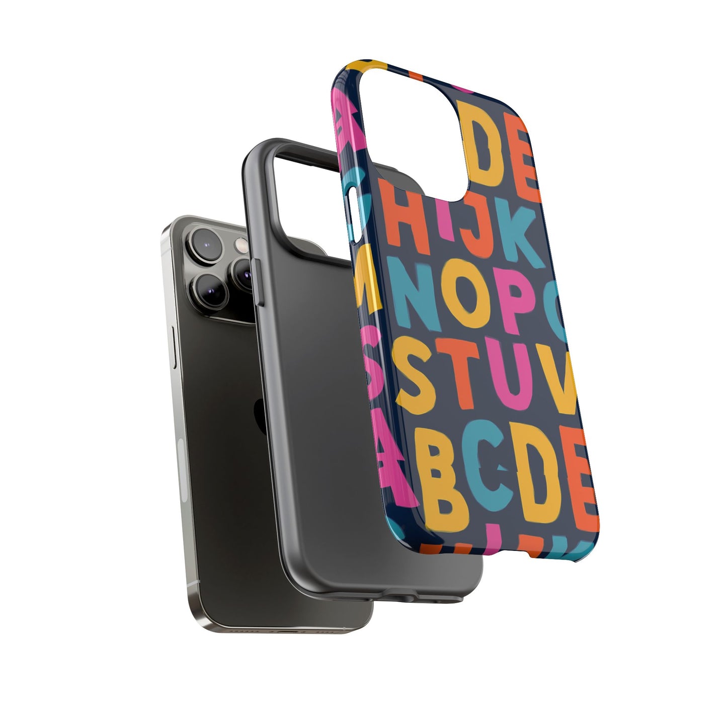 multicolour alphabet 3d wrap protective phone case for unique style and playful expression compatible with iphone 13, 14, 15 & 16 – all models including pro, pro max & plus