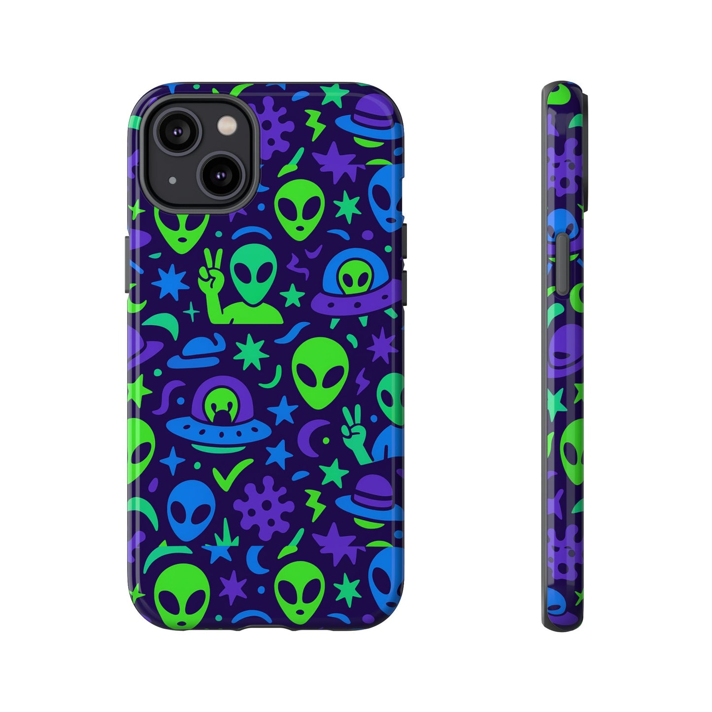 multicolour alien 3d wrap protective phone case, playful anime design for unisex self-expression, stylish protection, compatible with iphone 13, 14, 15 & 16 – all models including pro, pro max & plus