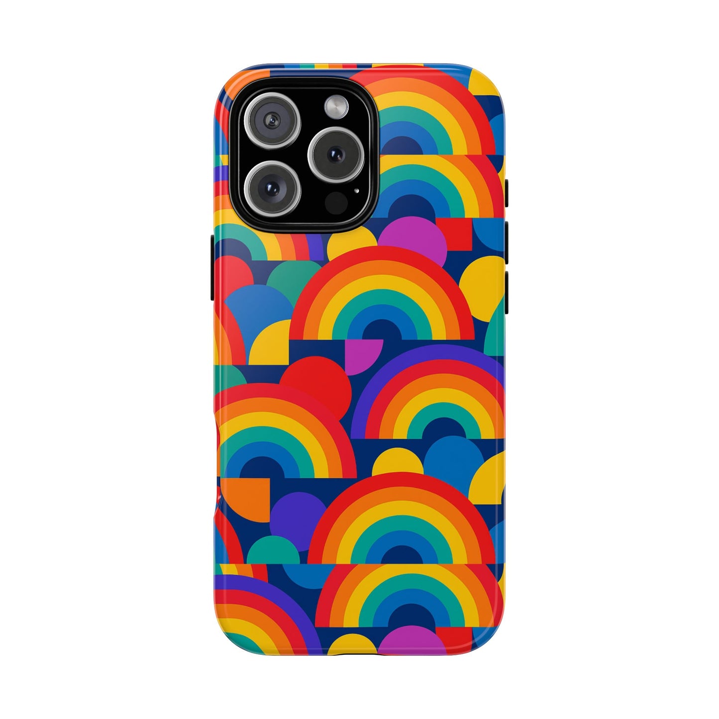multicolour rainbow design protective phone case – stylish 3d wrap finish for unique expression – compatible with iphone 13, 14, 15 & 16 – all models including pro, pro max & plus