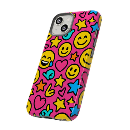 Vibrant Pink Emoji Phone Case with 3D Wrap Design for Stylish Protection Compatible with iPhone 13, 14, 15 & 16 – All Models Including Pro, Pro Max & Plus