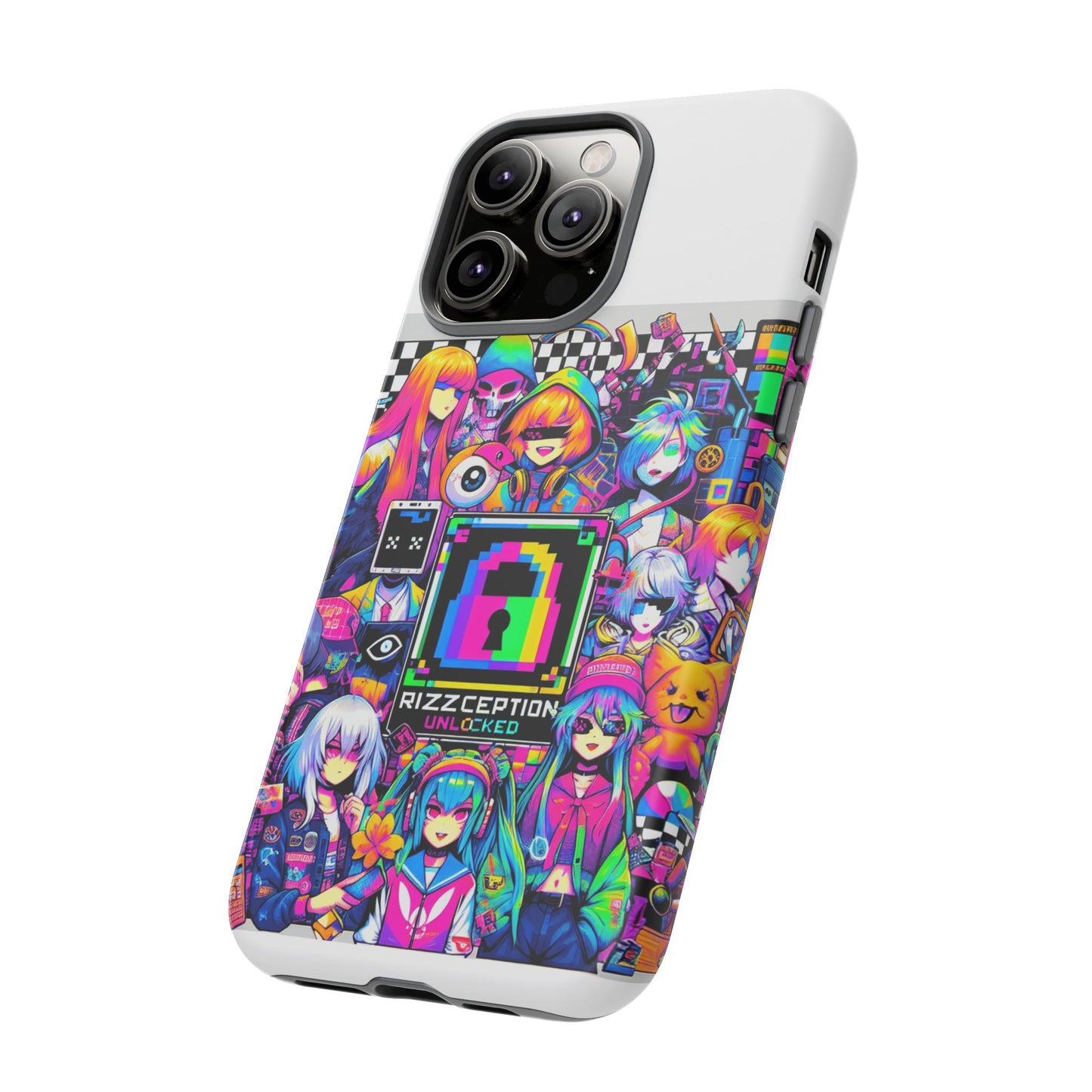 rizzception unlocked 3d wrap protective phone case for anime lovers, durable silicone liner, uv protected, stylish accessories for smartphones