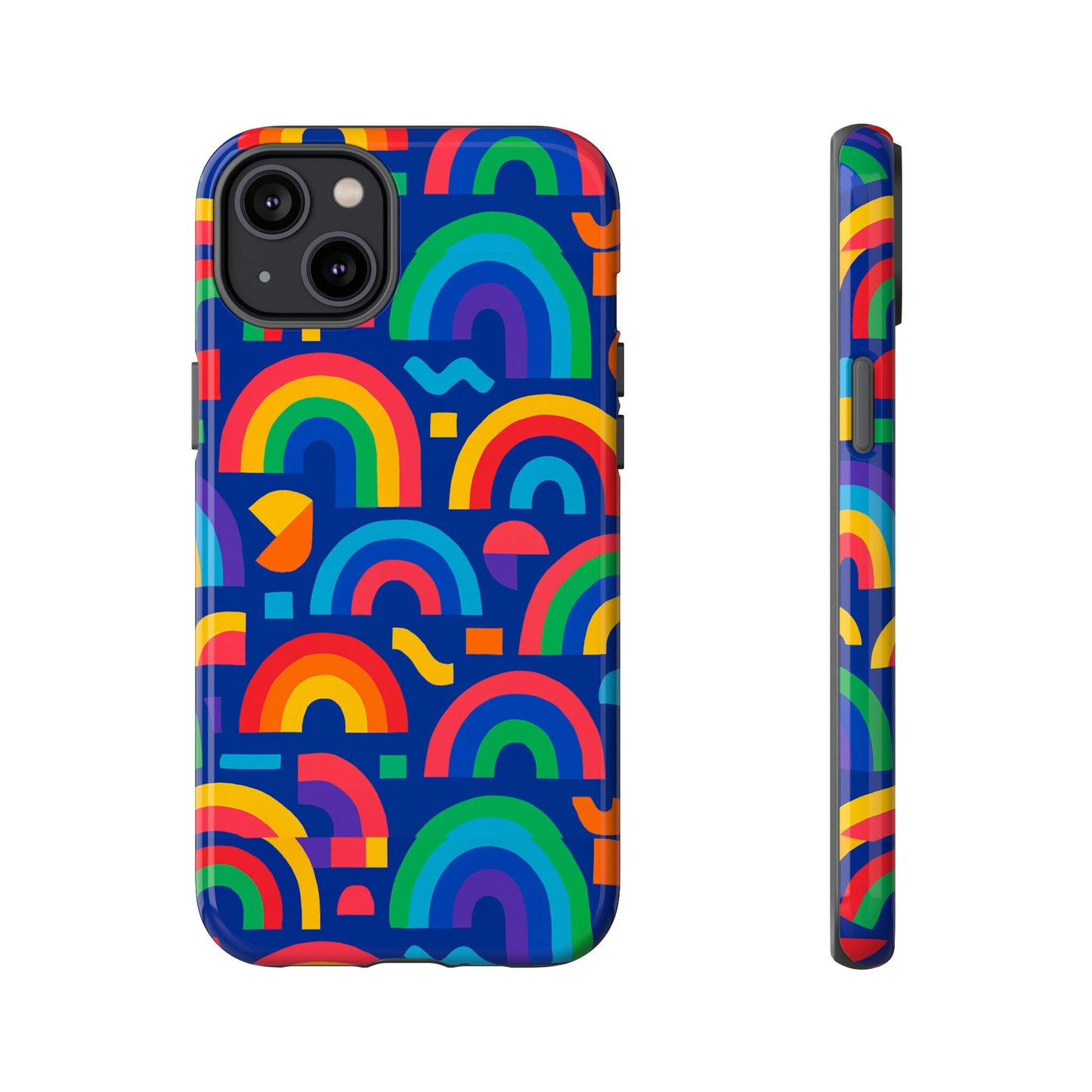 vibrant rainbow geometric 3d wrap protective phone case for stylish accessories compatible with iphone 13, 14, 15 & 16 – all models including pro, pro max & plus
