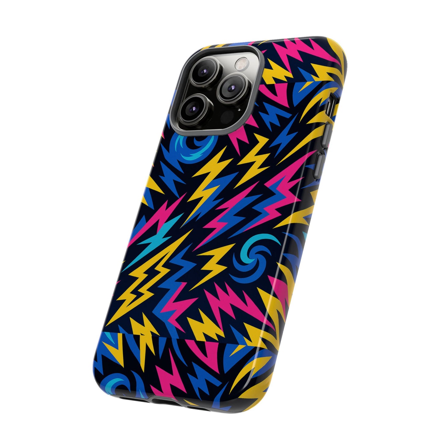vibrant lightning bolt protective phone case with 3d wrap design for trendy aesthetic accessories compatible with iphone 13, 14, 15 & 16 – all models including pro, pro max & plus