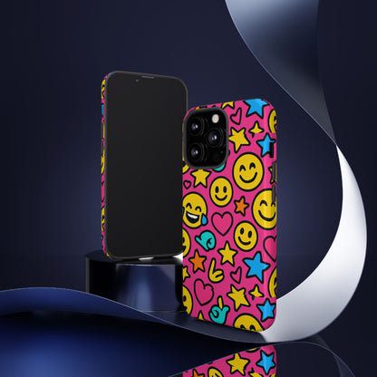 Vibrant Pink Emoji Phone Case with 3D Wrap Design for Stylish Protection Compatible with iPhone 13, 14, 15 & 16 – All Models Including Pro, Pro Max & Plus