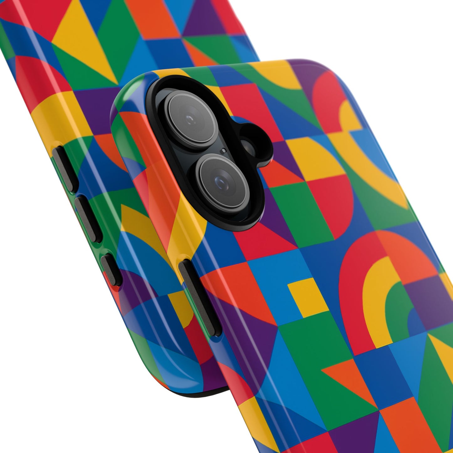 vibrant 3d geometric phone case with bold design stylish protection accessory compatible with iphone 13, 14, 15 & 16 – all models including pro, pro max & plus