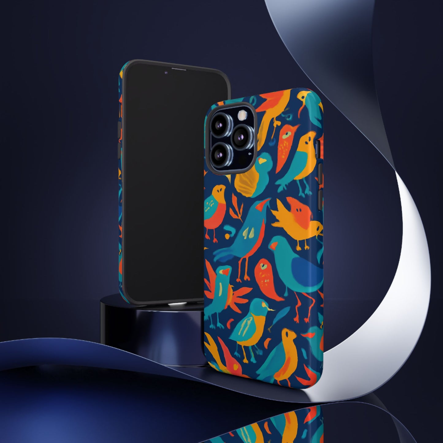 vibrant multicolour bird design phone case for stylish protection – compatible with iphone 13, 14, 15 & 16 – all models including pro, pro max & plus