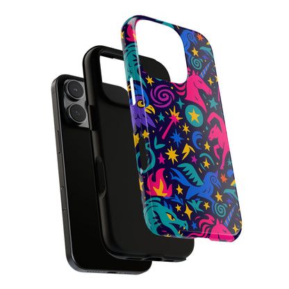 Vibrant Fantasy Unicorns Protective Phone Case – Colourful 3D Design for Stylish Protection – Compatible with iPhone 13, 14, 15 & 16 – All Models Including Pro, Pro Max & Plus