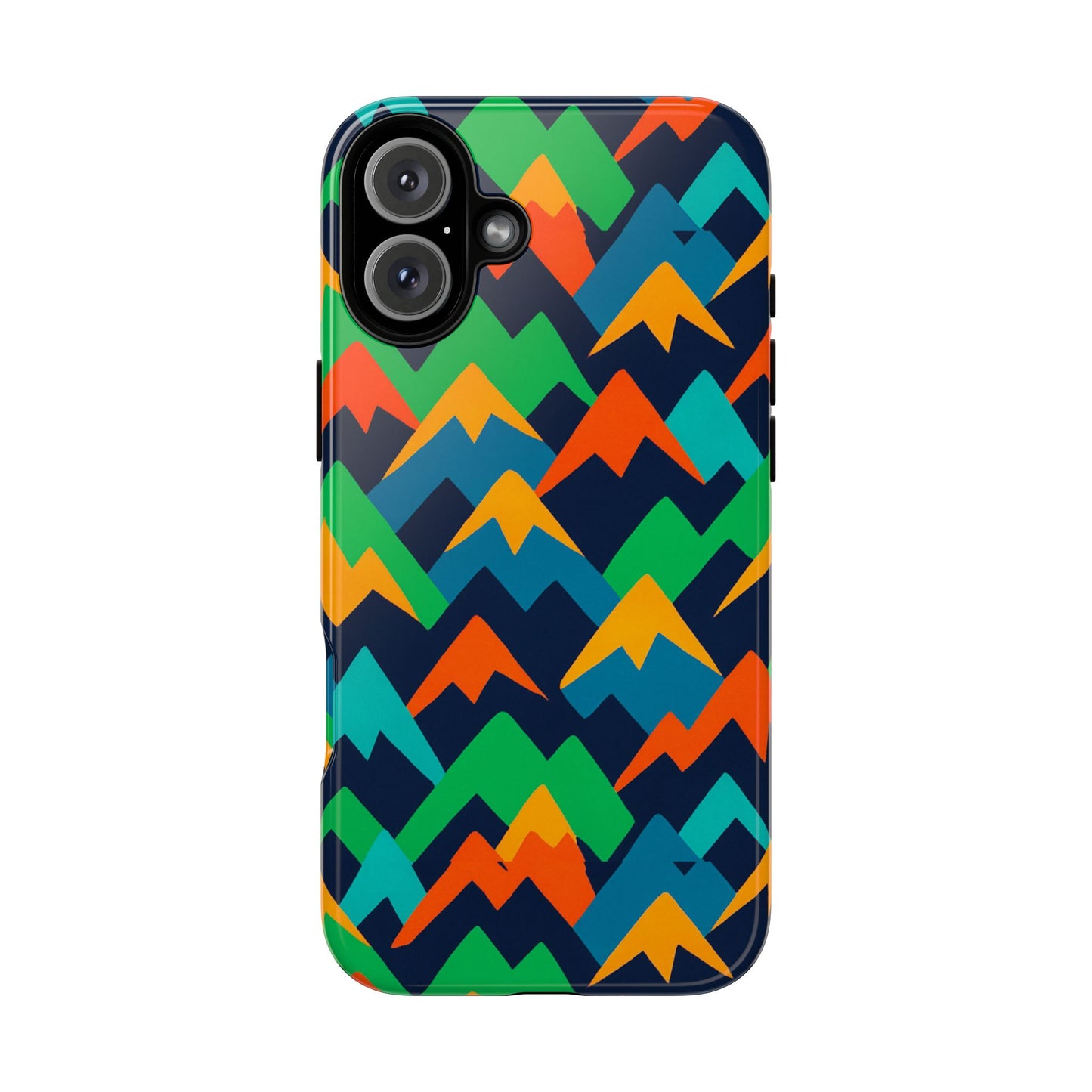 vibrant mountain design protective phone case with colourful abstract pattern for stylish protection compatible with iphone 13, 14, 15 & 16 – all models including pro, pro max & plus
