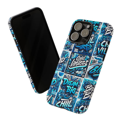 Blue Pattern Image 27 Phone Case for Mobile Phones Shockproof Protective Cover with 3D Wrap Design Anime Comic Style for Men Women and Teenagers