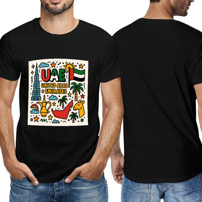 Men's Unisex Cotton Short Sleeve Printed T-Shirt, Comfortable Fitness and Casual Wear, Double-Sided Graphic Design, Ideal Gift for Him, Trendy Personality Tee