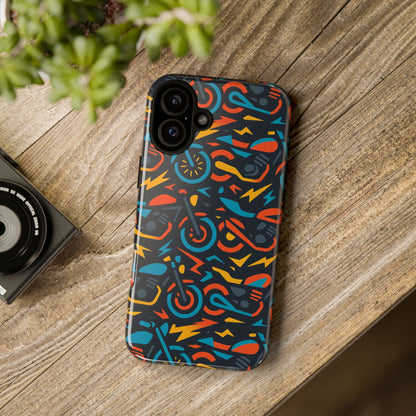 Multicolour 3D Wrap Phone Case with Fun Motorcycle Design, Stylish Protective Accessory for Men and Women, Compatible with iPhone 13, 14, 15 & 16 – all models including Pro, Pro Max & Plus