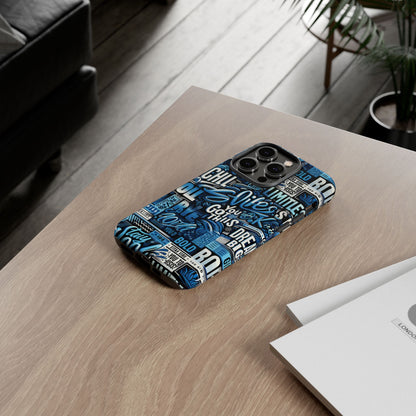 Vibrant Protective Phone Case with Playful Typography Design in Blue – Stylish Self-Expression Accessory Compatible with iPhone 13, 14, 15 & 16 – all models including Pro, Pro Max & Plus