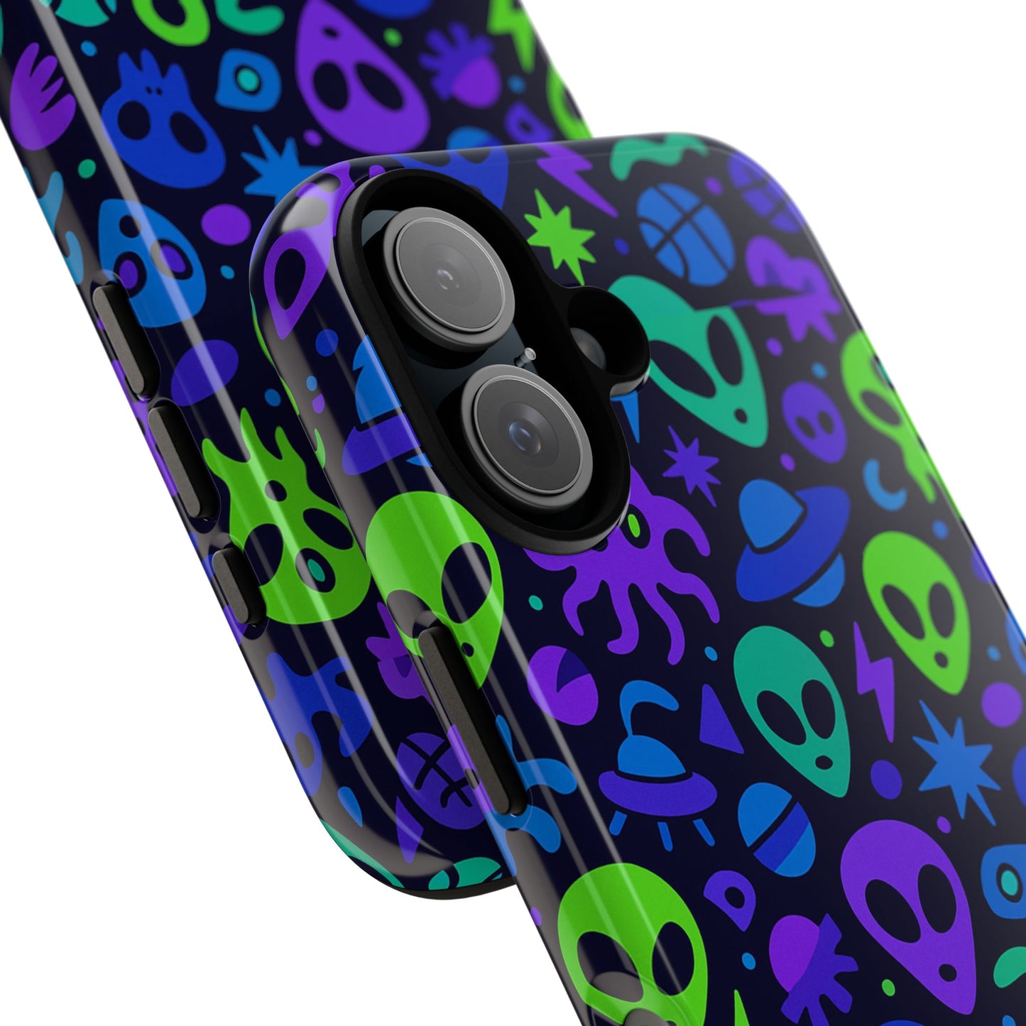 vibrant 3d alien and space design protective phone case for unisex smartphone accessories compatible with iphone 13, 14, 15 & 16 – all models including pro, pro max & plus