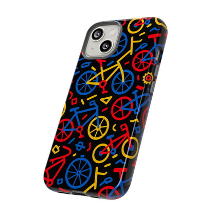 Multicolour 3D Bicycle Phone Case with Retro Design for Stylish Protection Compatible with iPhone 13, 14, 15 & 16 – all models including Pro, Pro Max & Plus
