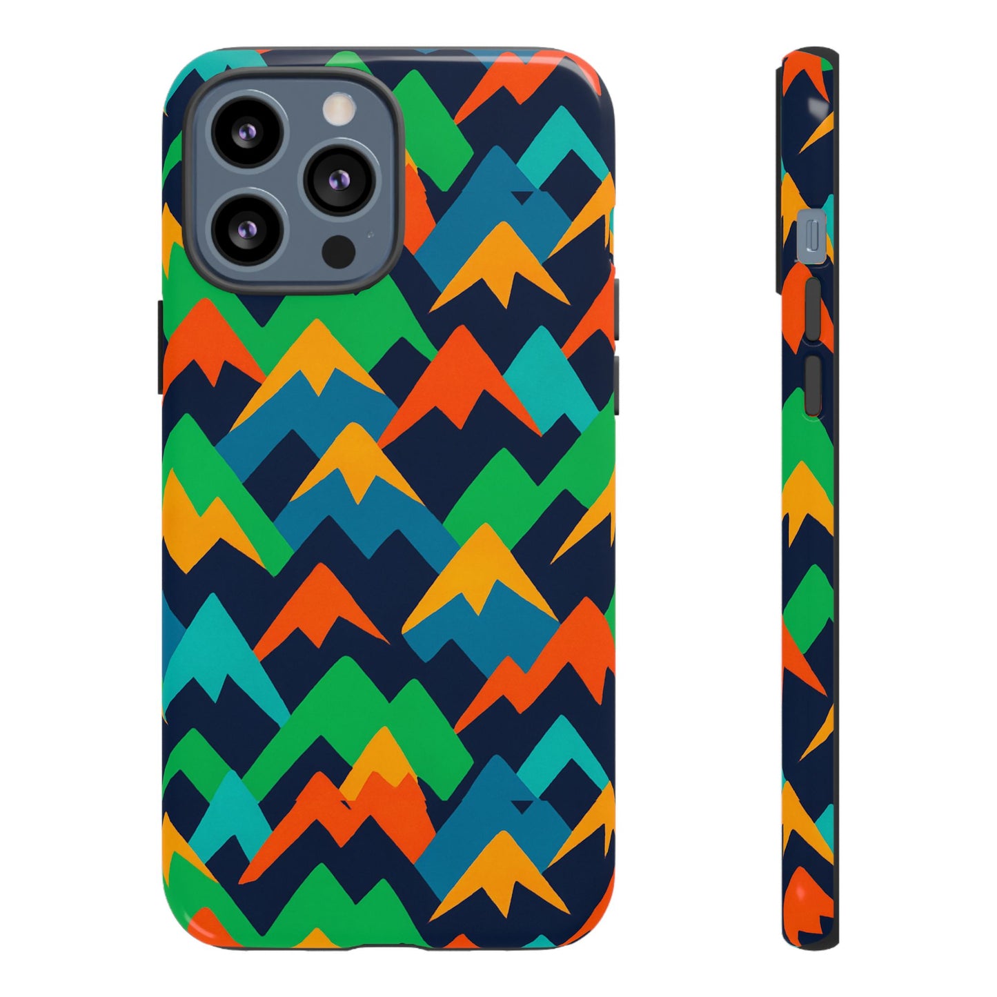 vibrant mountain design protective phone case with colourful abstract pattern for stylish protection compatible with iphone 13, 14, 15 & 16 – all models including pro, pro max & plus
