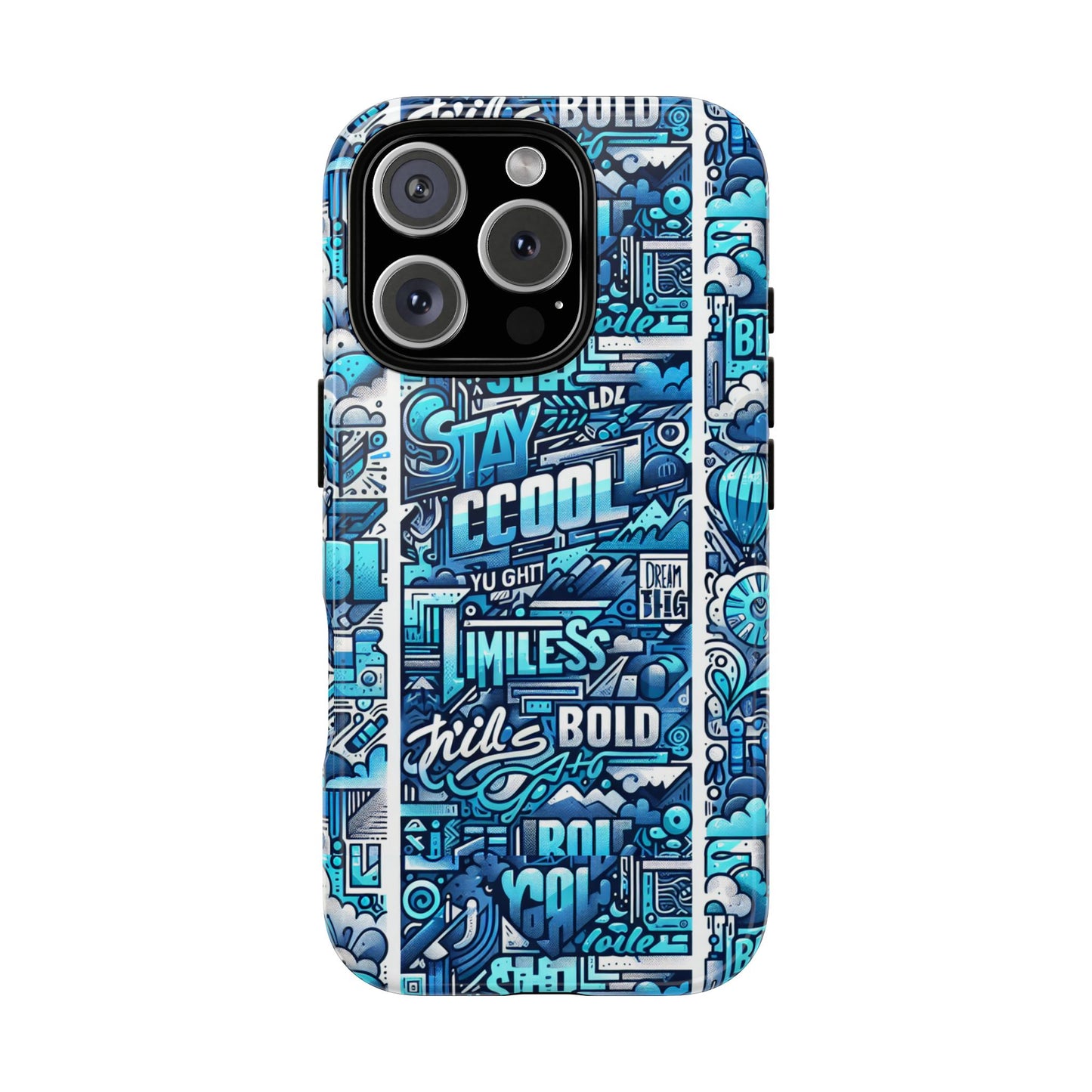 vibrant artistic 3d wrap phone case in blue for trendsetters – stylish protection compatible with iphone 13, 14, 15 & 16 – all models including pro, pro max & plus
