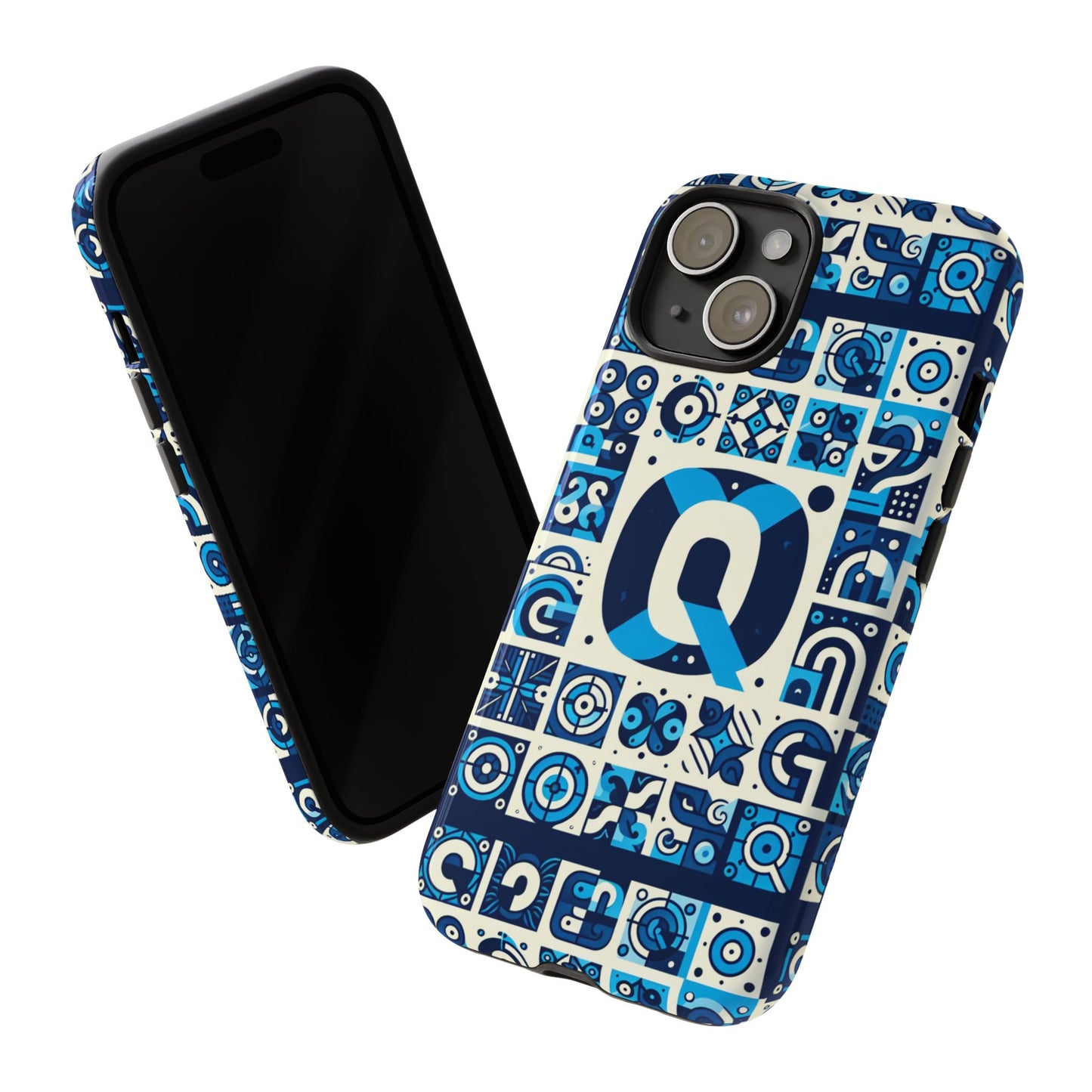 blue alphabet letter q phone case with 3d wrap protective cover for smartphones kids and adults stylish silicone shock absorption durable design