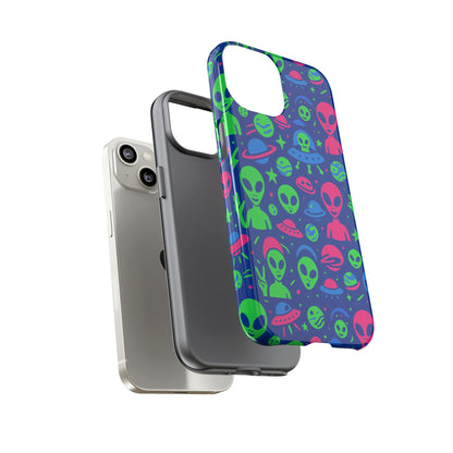 Vibrant Multicolour Alien 3D Wrap Phone Case in Retro Anime Style for Stylish Protection Compatible with iPhone 13, 14, 15 & 16 – all models including Pro, Pro Max & Plus