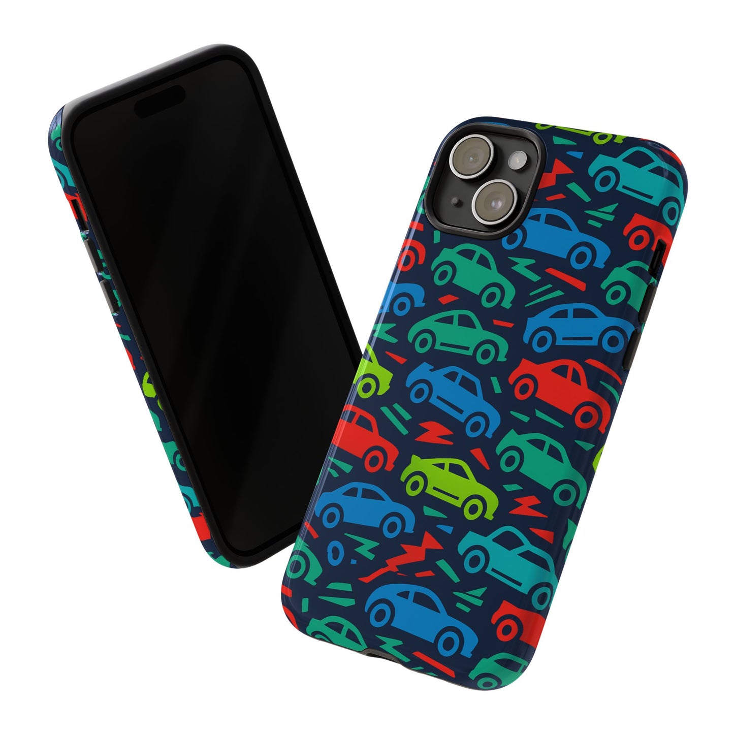 vibrant retro automotive design protective phone case for kids and adults – colourful 3d wrap style – stylish protection compatible with iphone 13, 14, 15 & 16 – all models including pro, pro max & plus