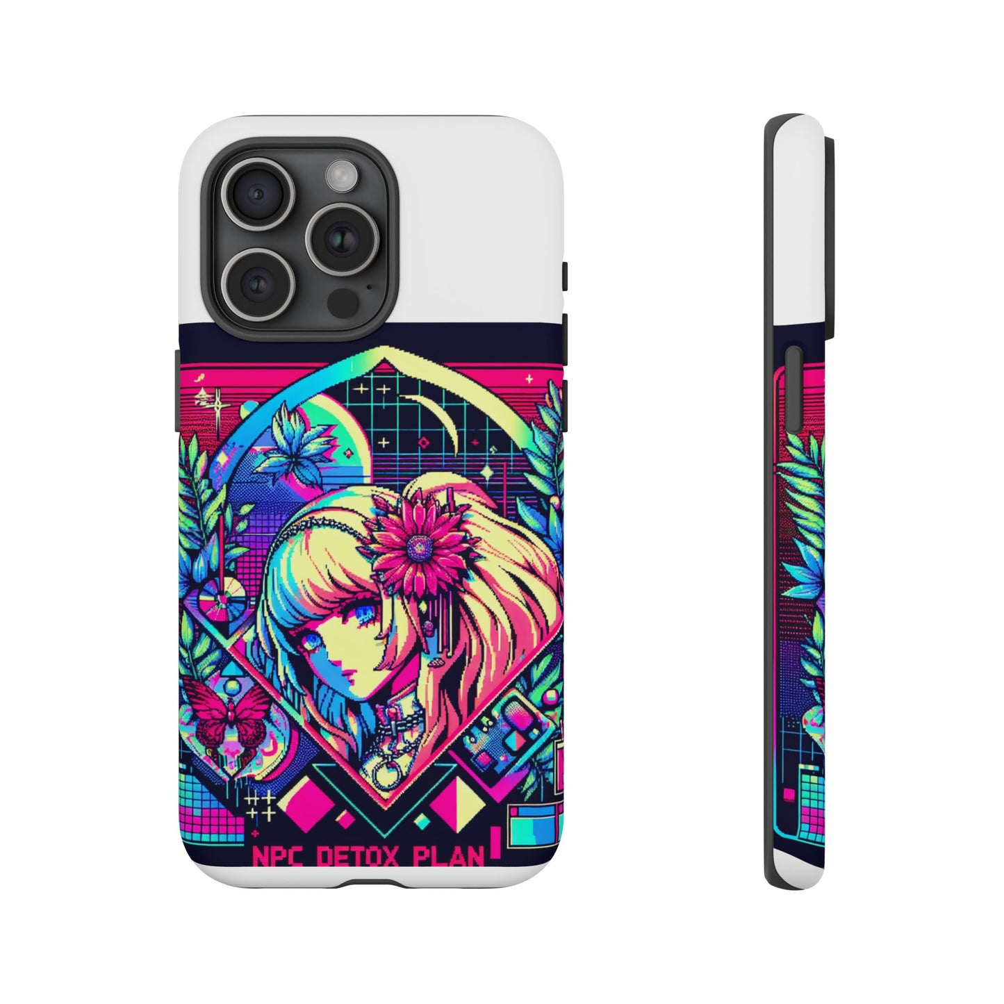 npc detox plan - vibrant protective phone case for anime and comic lovers, durable shock absorption, uv protected, glossy or matte finish